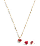Enamel Heart Boxed Jewelry Set-37460451Gld-Red
