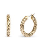 Signature Quilted Hoop Earrings-37460493Gld-Crystal