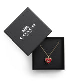 Signature Heart Locket Boxed Necklace-37463846Gld-Red