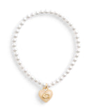 Signature Heart Charm Pearl Bracelet-37465096Gld-Pearl