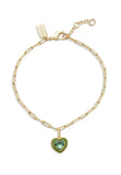 Enamel Boarder Heart Bracelet-426074GLD-Green/Gold