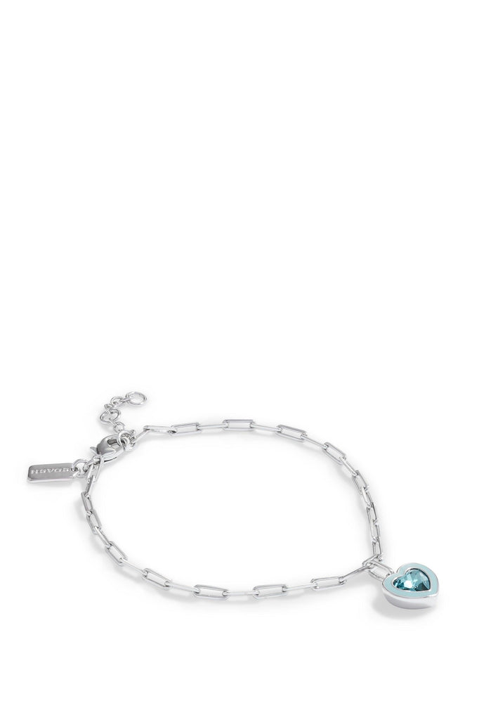 Enamel Boarder Heart Bracelet-426074RHO-Blue/Silver