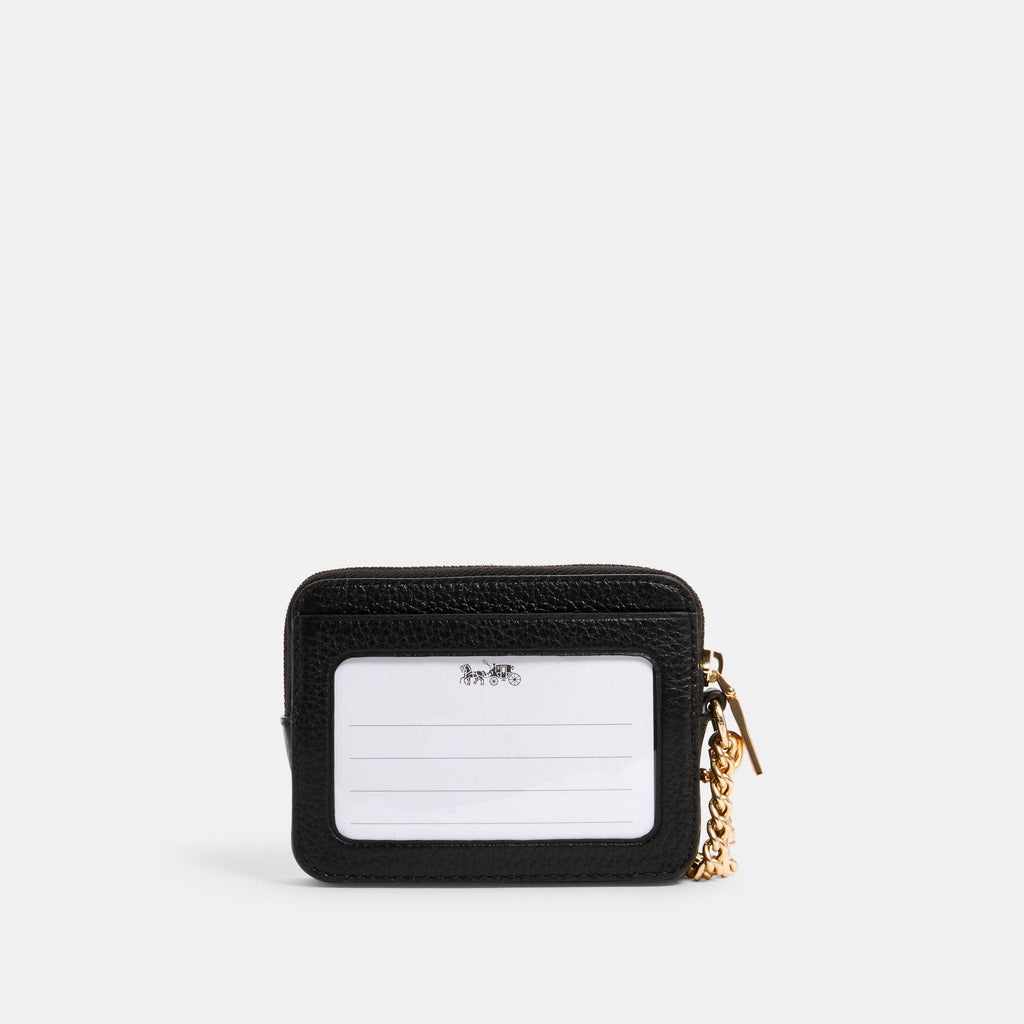 Refined Pebbled Leather  Zip Card Case-6303-Im/Black