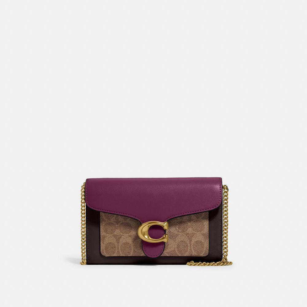 86094-Tabby Chain Clutch In Colorblock Signature Canvas-B4/Tan Deep Berry Multi