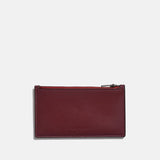 COACH-Zip Card Case in Colorblock Leather-91697-Wine/Dark Cardinal