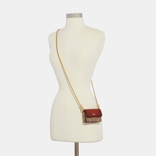 Half Flap Card Case In Colorblock Signature Canvas