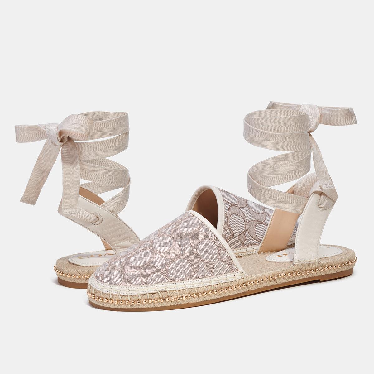 CI428-Corrine Espadrille In Signature Jacquard-Chalk/Stone