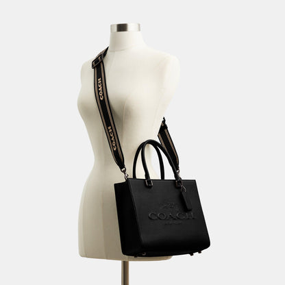 CJ845-Tote With Signature Canvas Interior-Black
