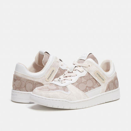 CK571-C201 Low Top Sneaker In Signature Jacquard-Chalk/Stone