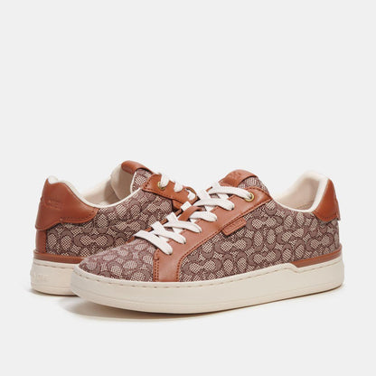 CN171-Lowline Low Top Sneaker In Micro Signature Jacquard-Cocoa/Burnished Amber