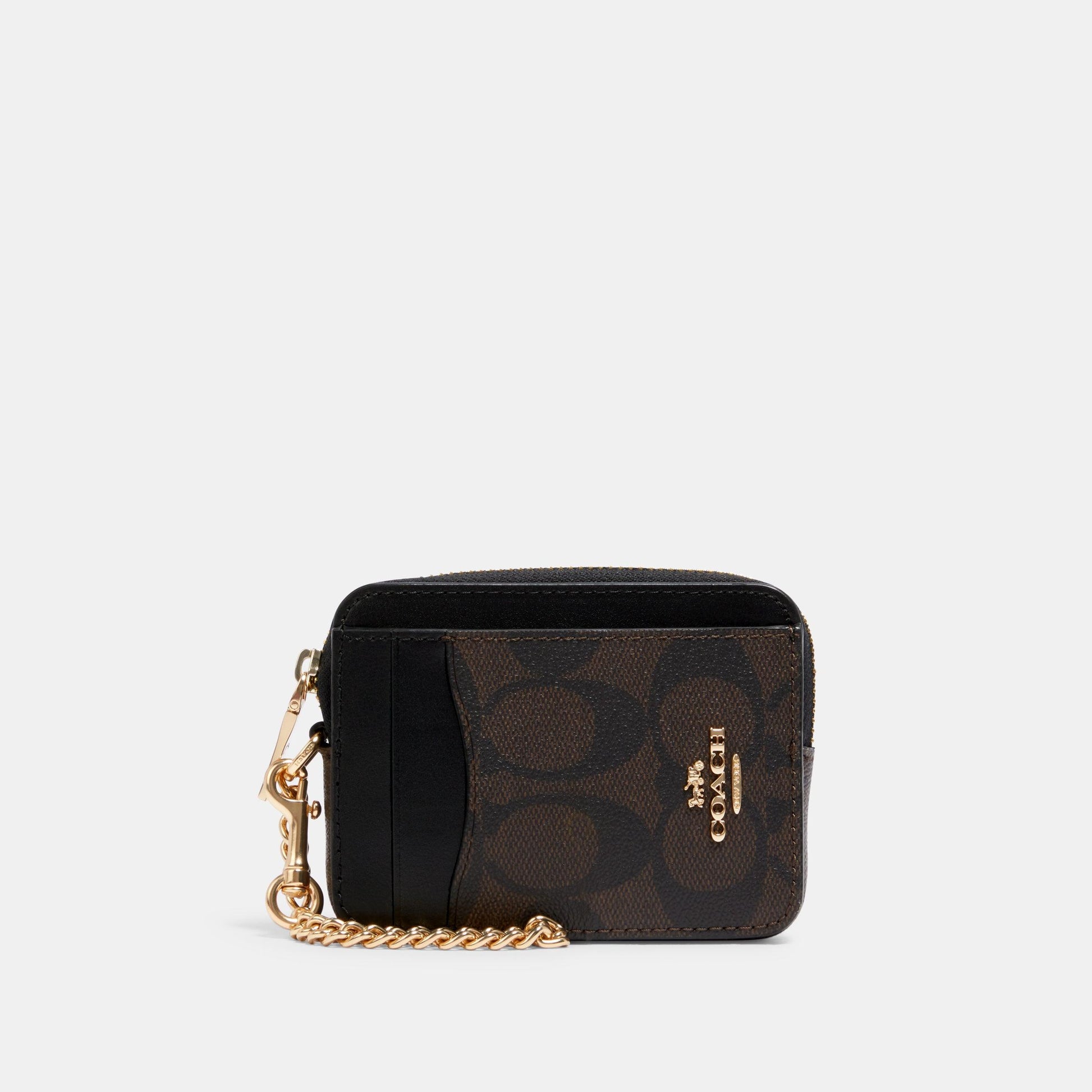 C0058-Signature Zip Card Case-Im/Brown Black