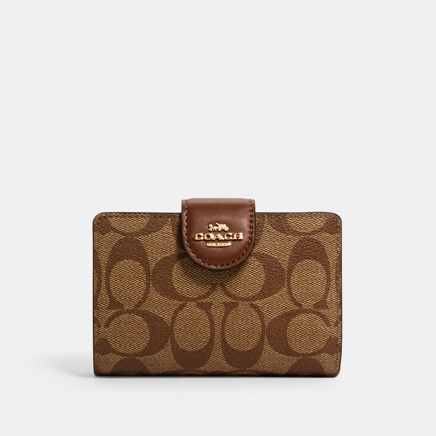 C0082-Medium Corner Zip Wallet In Signature Canvas-IM/Khaki Saddle 2