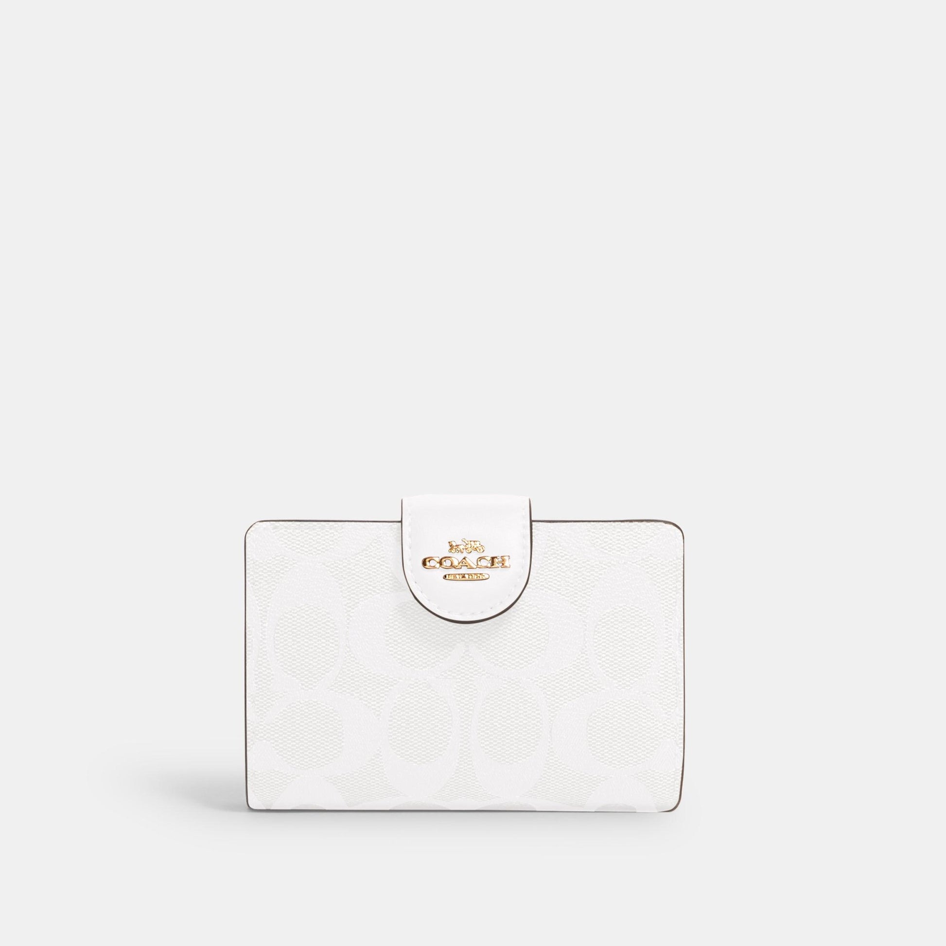 C0082-Medium Corner Zip Wallet In Signature Canvas-IM/Chalk/Glacierwhite