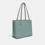 C0692-Willow Tote In Colorblock With Signature Canvas Interior-V5/Washed Chambray Multi