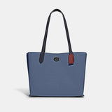C0692-Willow Tote In Colorblock With Signature Canvas Interior-V5/Washed Chambray Multi