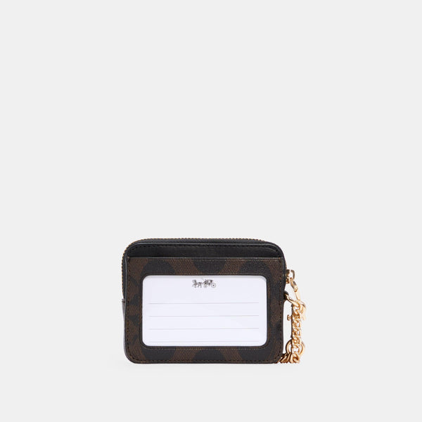 Zip Card Case In Blocked Signature Canvas