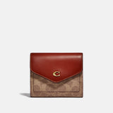 C2329-Colorblock Coated Canvas Signature Wyn Small Wallet-B4/Tan Rust