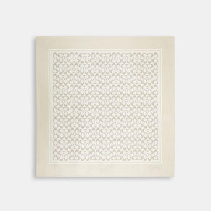 C2755-Vintage Signature Print Silk Square Scarf-Steam