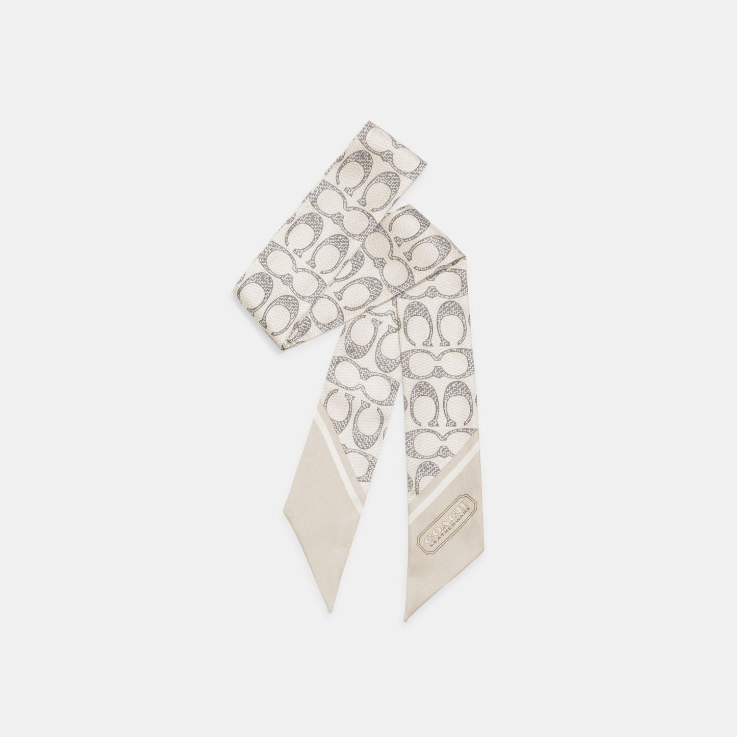 C2783-Vintage Signature Print Silk Skinny Scarf-Steam