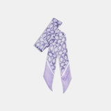 C2783-Vintage Signature Print Silk Skinny Scarf-Light Violet