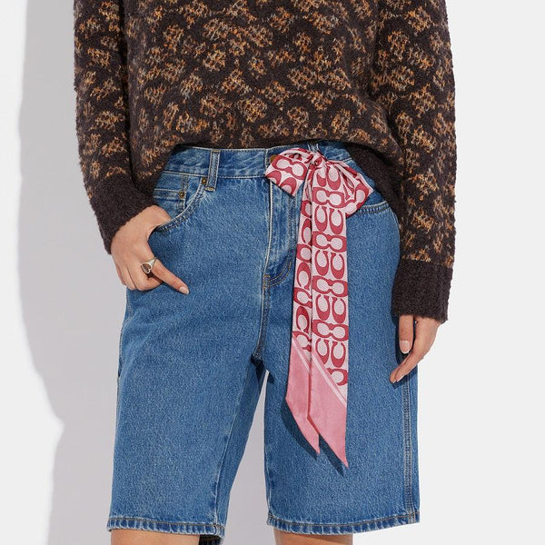 Vintage Signature Print Silk Skinny Scarf