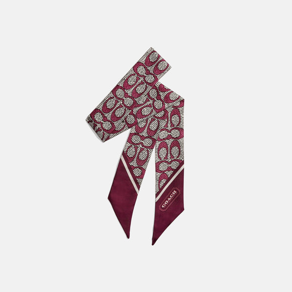 Vintage Signature Print Silk Skinny Scarf