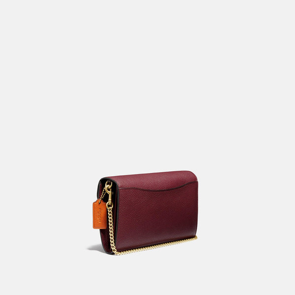 Tabby Chain Clutch In Colorblock With Snakeskin Detail