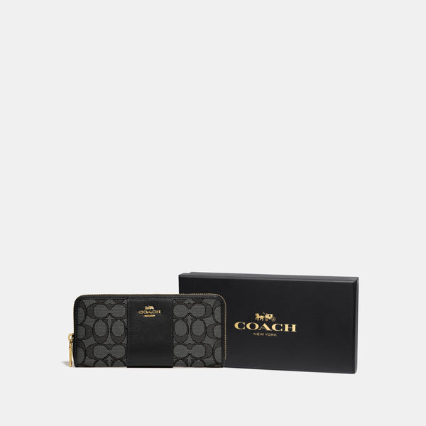 Boxed Slim Accordion Zip Wallet In Signature Textile Jacquard