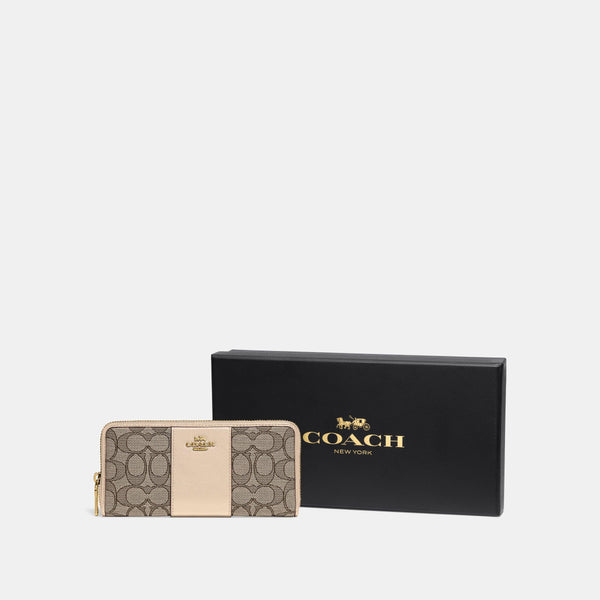 Boxed Slim Accordion Zip Wallet In Signature Textile Jacquard