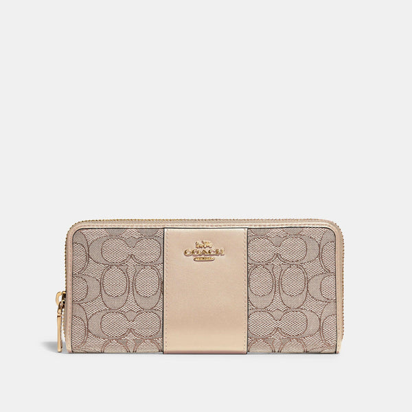 Boxed Slim Accordion Zip Wallet In Signature Textile Jacquard