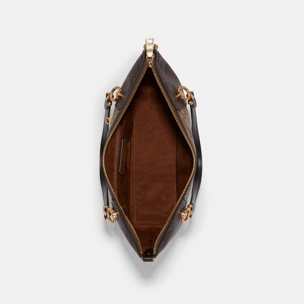 حقيبة "كيسي ساتشل Kacey Satchel" من القماش بنقشة ماركة كوتش المقسم بالألوان