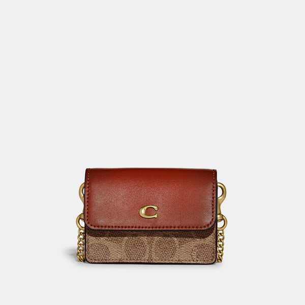 Half Flap Card Case In Colorblock Signature Canvas