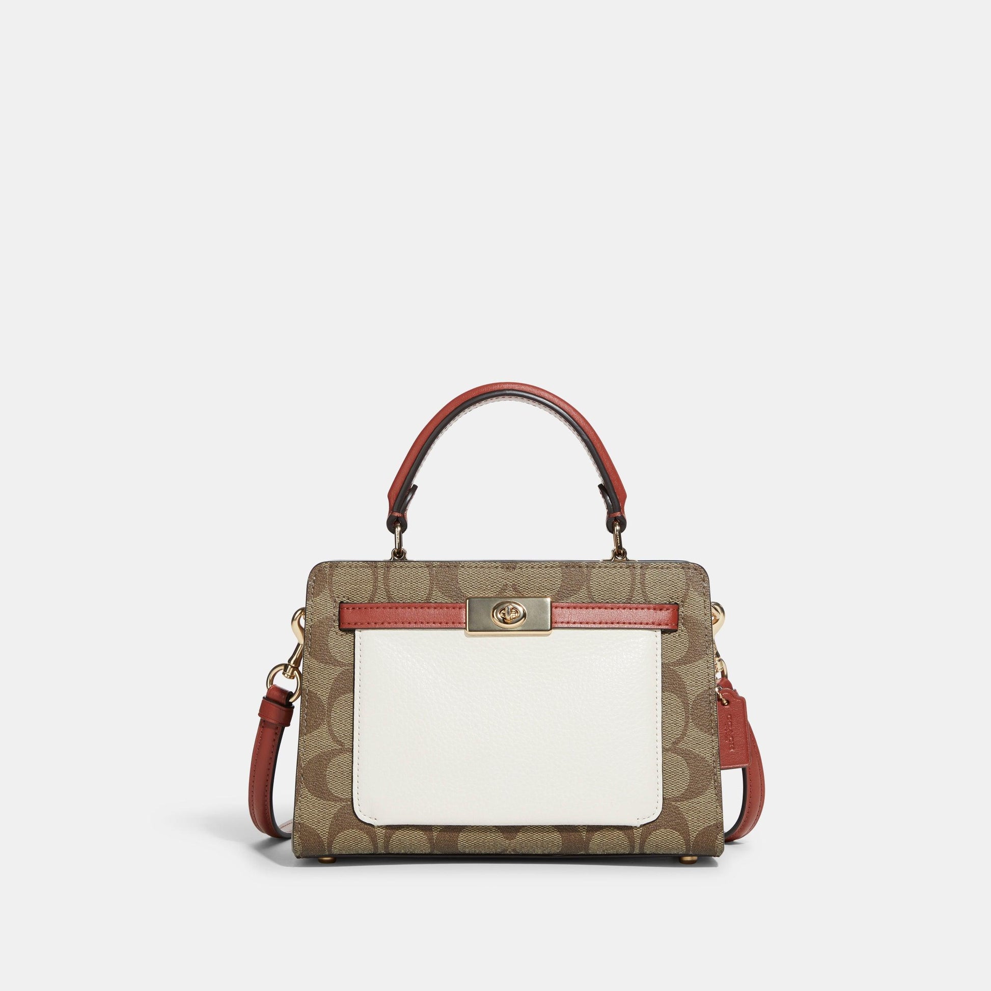 C8318-Mini Lane Top Handle In Colorblock Signature Canvas-IM/Khaki Chalk Multi