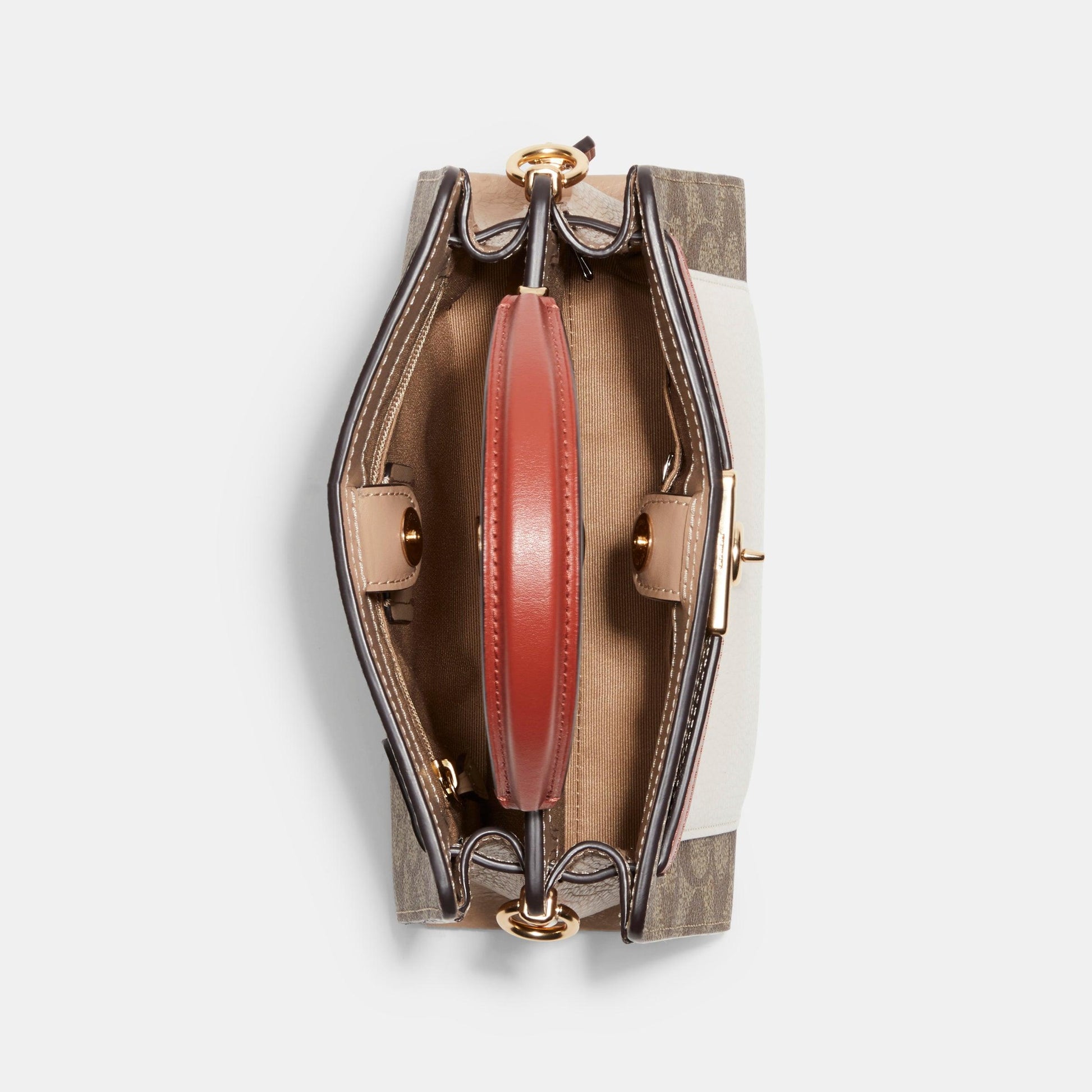 C8318-Mini Lane Top Handle In Colorblock Signature Canvas-IM/Khaki Chalk Multi