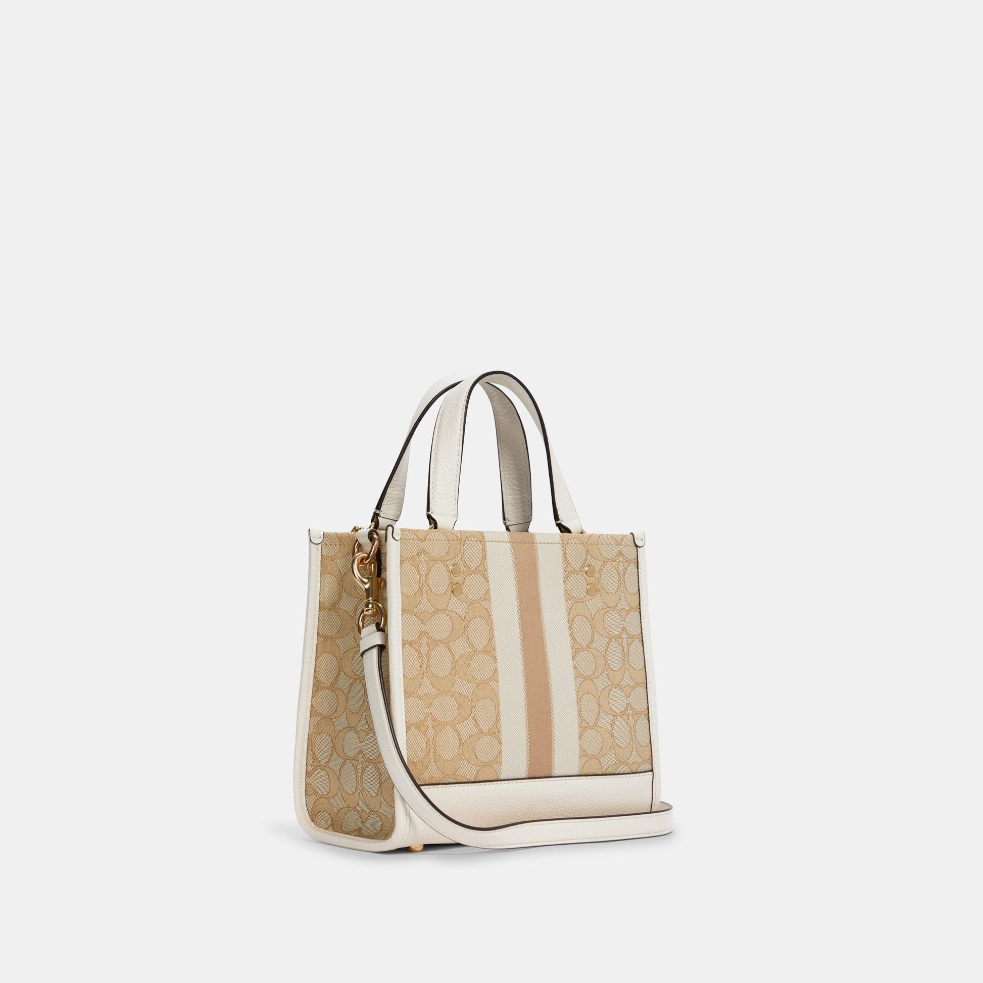 C8417-Dempsey Tote 22 In Signature Jacquard With Stripe And Coach Patch-IM/Light Khaki Chalk