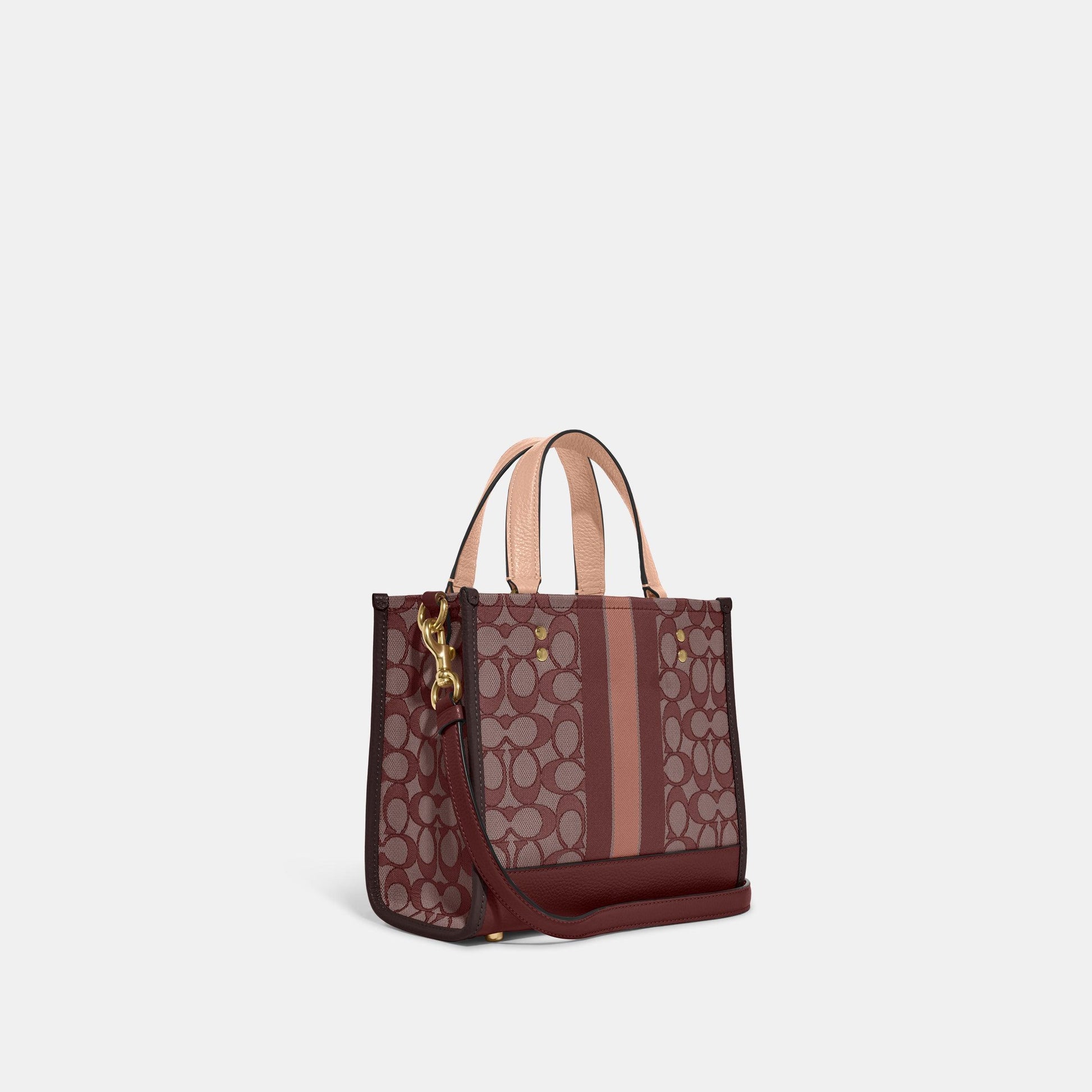 C8417-Dempsey Tote 22 In Signature Jacquard With Stripe And Coach Patch-IM/Wine Multi