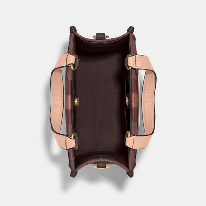 C8417-Dempsey Tote 22 In Signature Jacquard With Stripe And Coach Patch-IM/Wine Multi