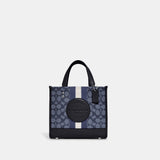 C8417-Dempsey Tote 22 In Signature Jacquard With Stripe And Coach Patch-SV/Denim/Midnight Navy Multi