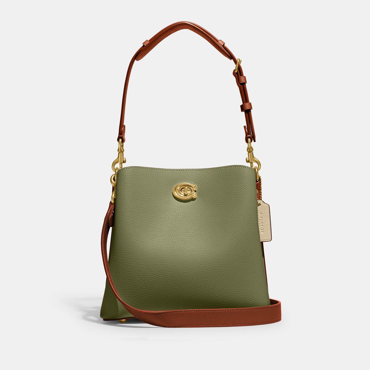 CA095-Willow Bucket Bag In Colorblock With Signature Canvas Interior-B4/Moss Multi