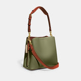 CA095-Willow Bucket Bag In Colorblock With Signature Canvas Interior-B4/Moss Multi