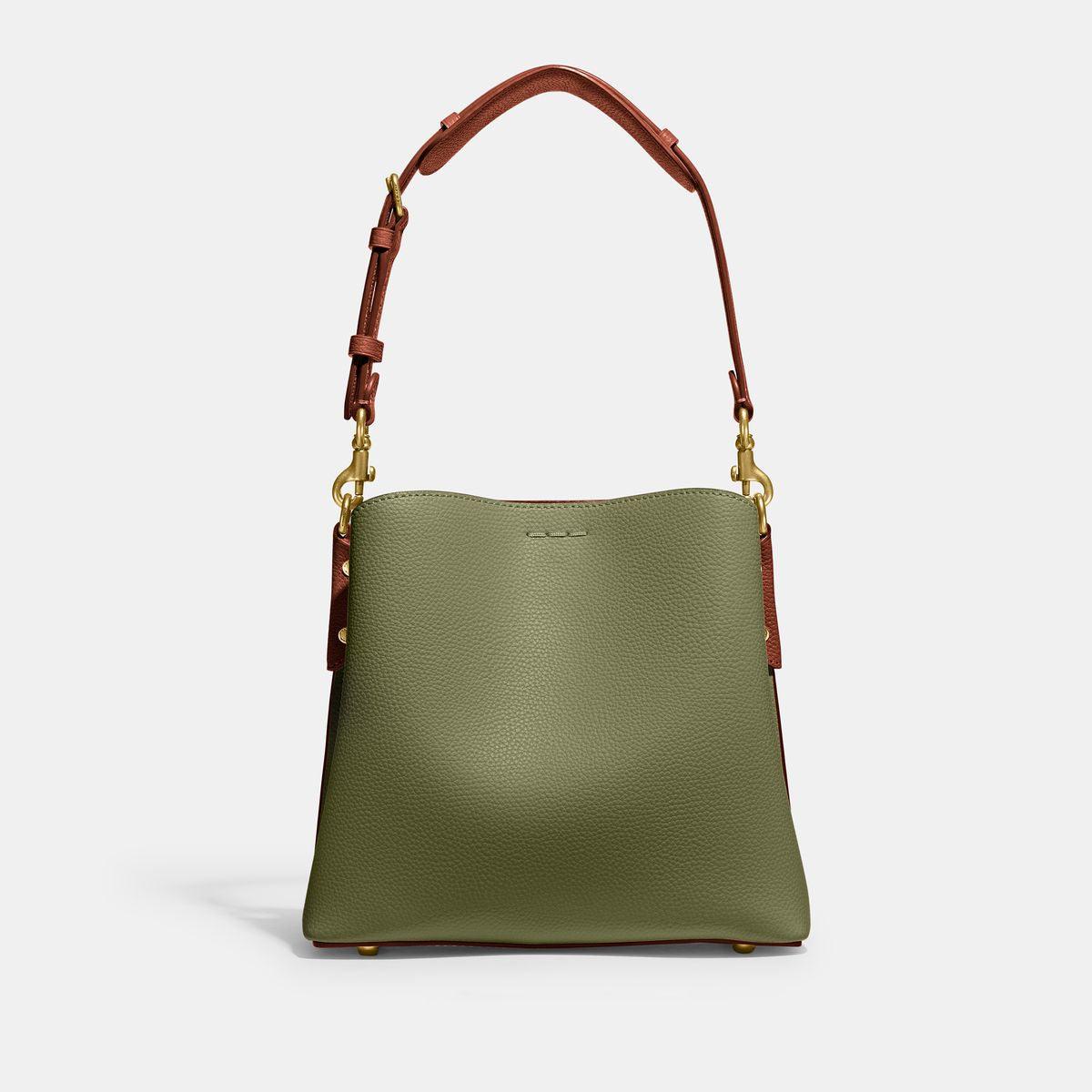 CA095-Willow Bucket Bag In Colorblock With Signature Canvas Interior-B4/Moss Multi