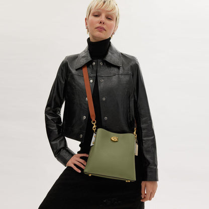 CA095-Willow Bucket Bag In Colorblock With Signature Canvas Interior-B4/Moss Multi