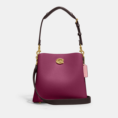 CA095-Willow Bucket Bag In Colorblock With Signature Canvas Interior-B4/Deep Plum Multi