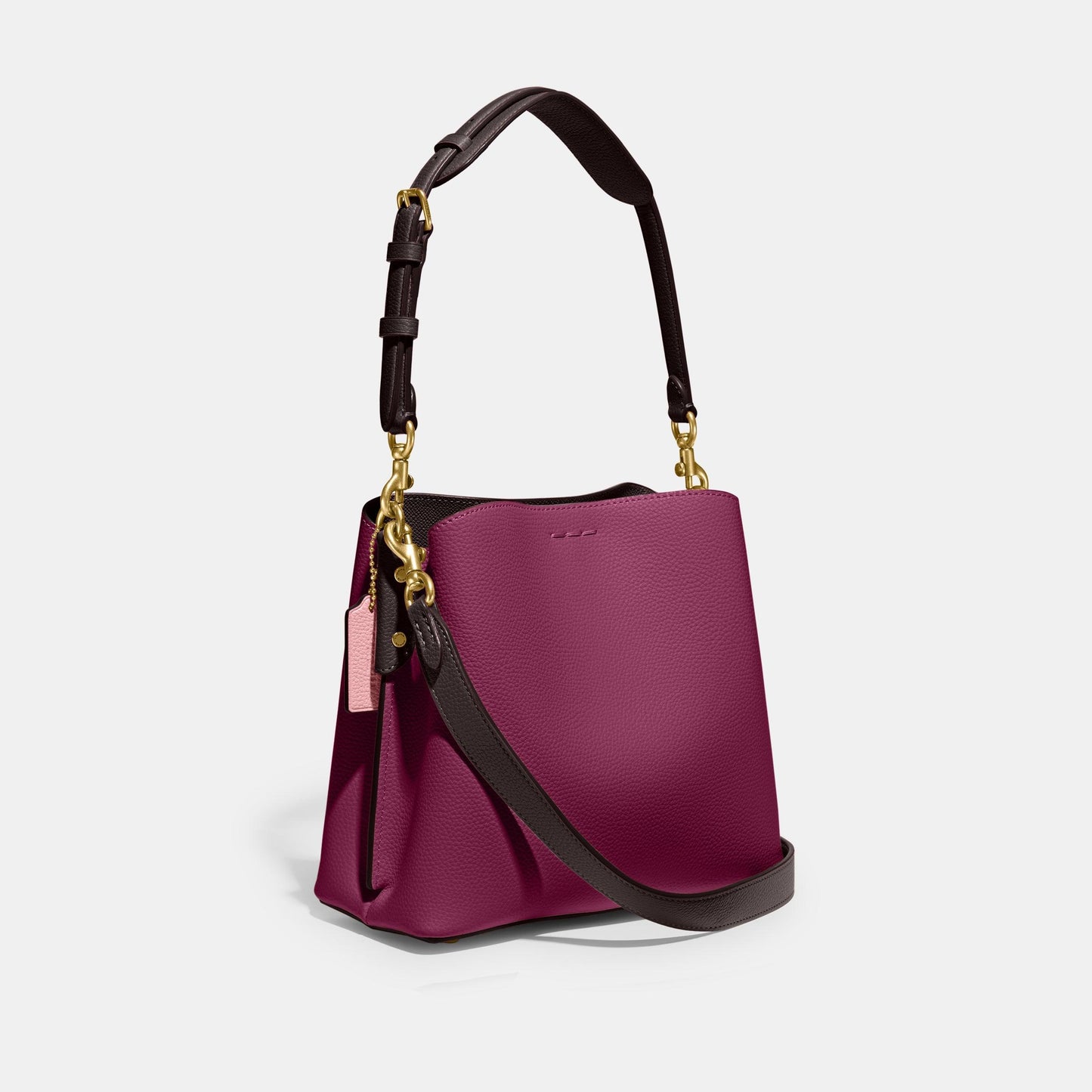 CA095-Willow Bucket Bag In Colorblock With Signature Canvas Interior-B4/Deep Plum Multi