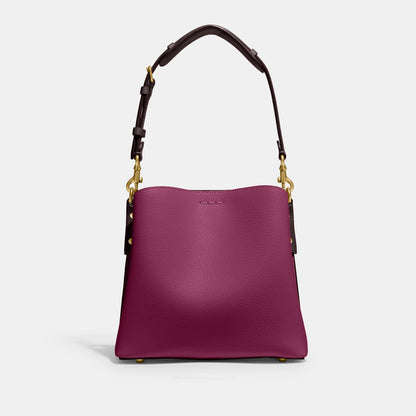 CA095-Willow Bucket Bag In Colorblock With Signature Canvas Interior-B4/Deep Plum Multi