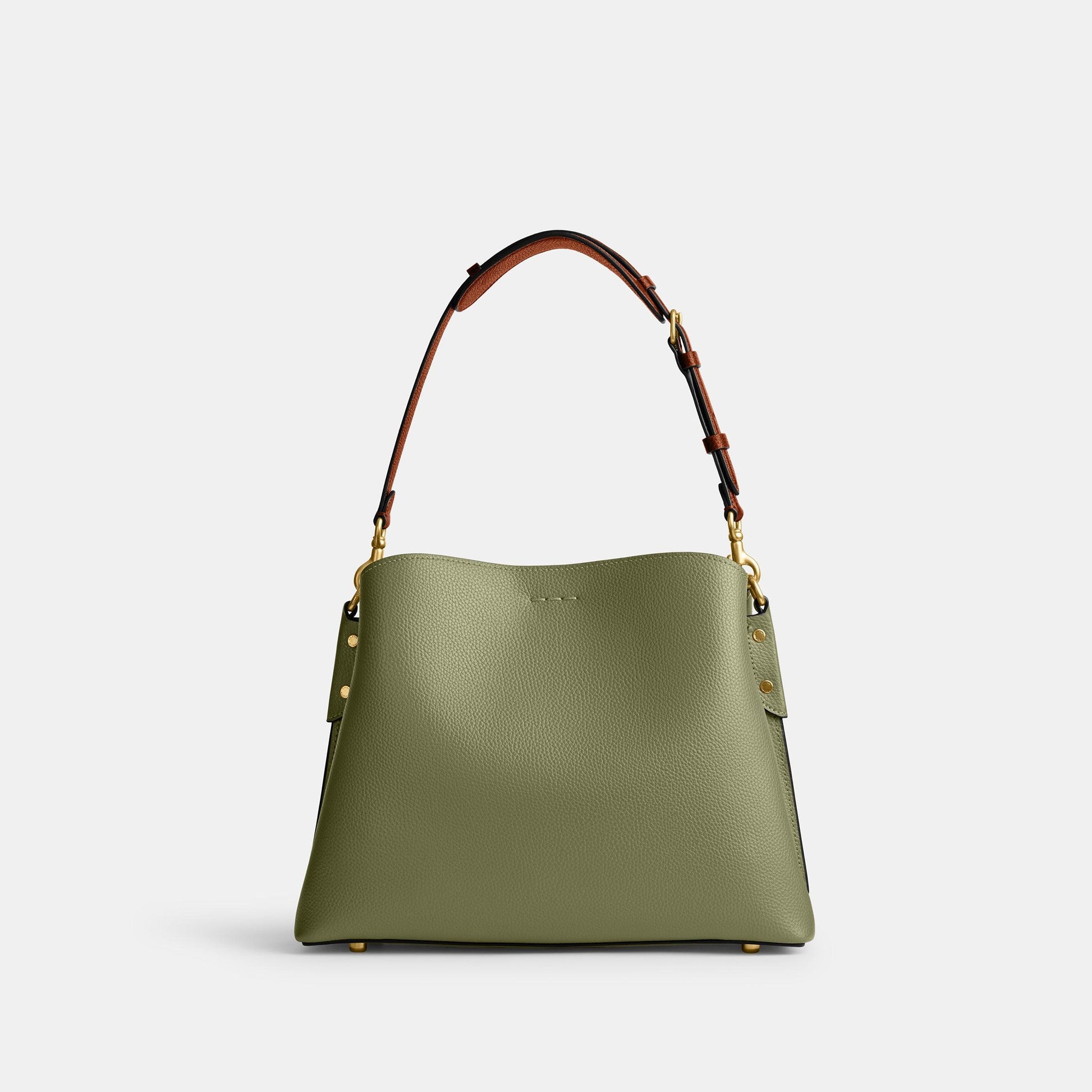 CA096-Willow Shoulder Bag In Colorblock With Signature Canvas Interior-B4/Moss Multi
