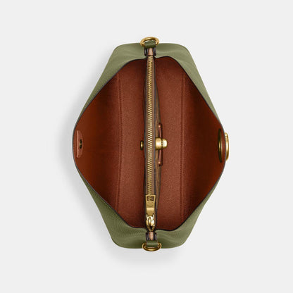 CA096-Willow Shoulder Bag In Colorblock With Signature Canvas Interior-B4/Moss Multi