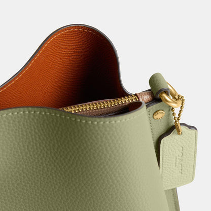 CA096-Willow Shoulder Bag In Colorblock With Signature Canvas Interior-B4/Moss Multi