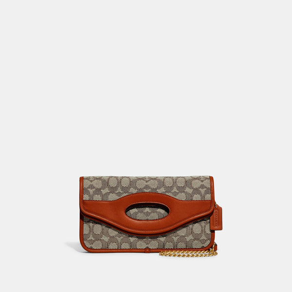 Foldover Cut Out Clutch Crossbody In Signature Jacquard