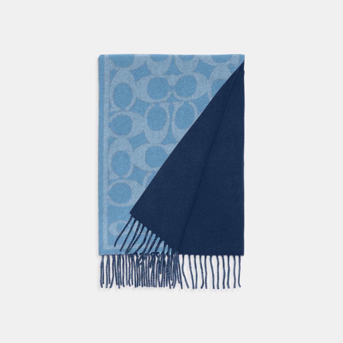 CB692-Reversible Signature Cashmere Muffler-DENIM